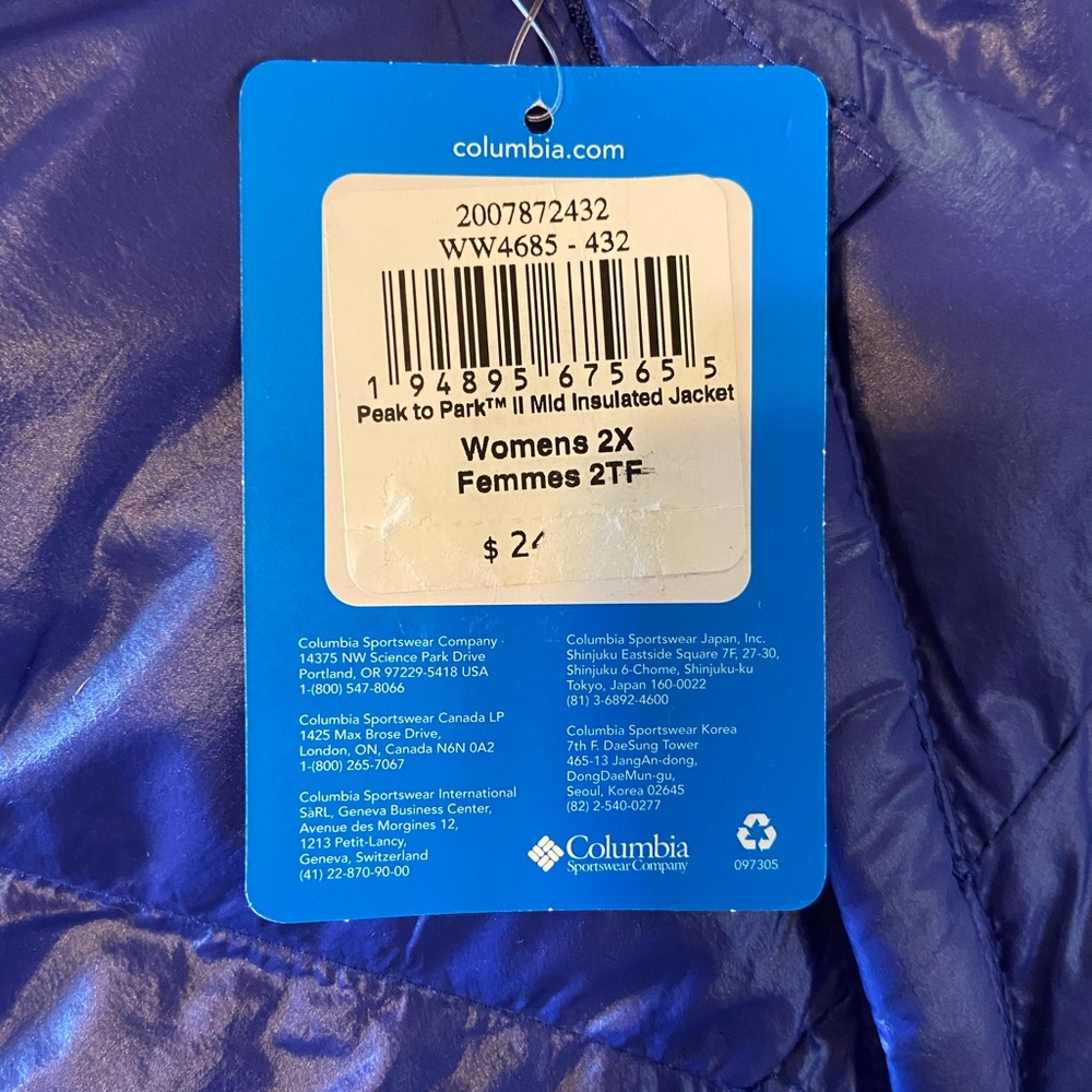 NWT Women's Columbia Peak to Park II Mid Jacket size 2X Blue Detachable Hood - Picture 13 of 15